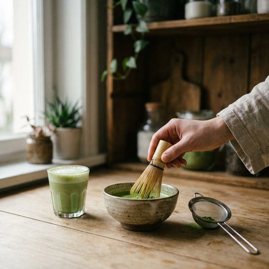 Matcha latte maken